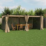 vidaXL Tonnelle avec rideaux taupe 6x3 m acier