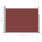 vidaXL Auvent latéral rétractable de patio 100x500 cm Marron