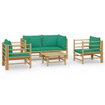 vidaXL Salon de jardin 5 Pièces avec coussins vert bambou