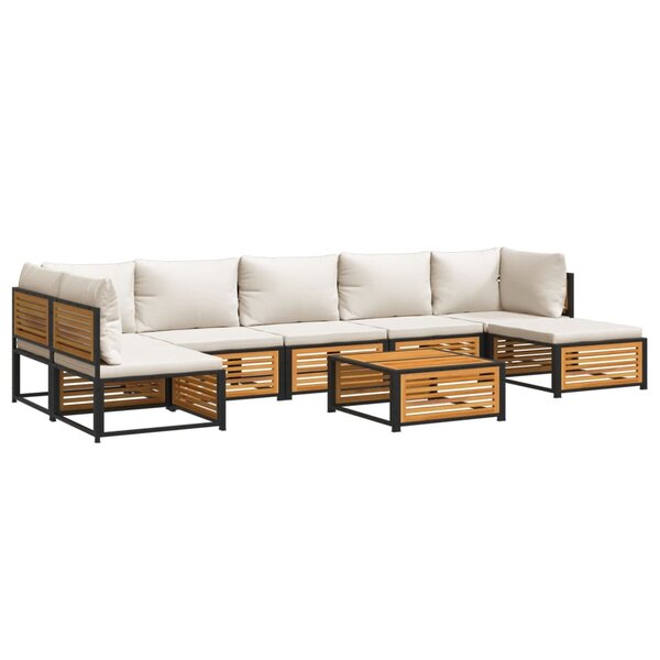 vidaXL Salon de jardin avec coussins 8 Pièces bois massif d'acacia