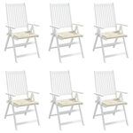 vidaXL Coussins de chaise jardin lot de 6 crème 40x40x4cm tissu oxford