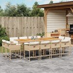 vidaXL Ensemble à manger de jardin et coussins 13 Pièces beige