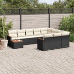 vidaXL Salon de jardin 11 Pièces avec coussins noir résine tressée