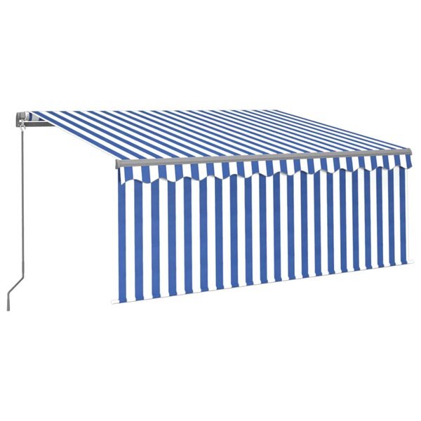 vidaXL Auvent manuel rétractable avec store 3x2 5 m Bleu et blanc