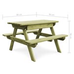 vidaXL Table de pique-nique pour enfants avec bancs Pinède imprégnée