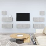 vidaXL Ensemble de meubles TV 7 Pièces Gris béton Bois d'ingénierie