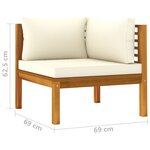 Canapé de jardin meuble extérieur 2 places et coussin crème bois d'acacia massif 02_0013221
