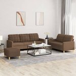 vidaXL Ensemble de canapés 3 Pièces avec coussins Marron Tissu