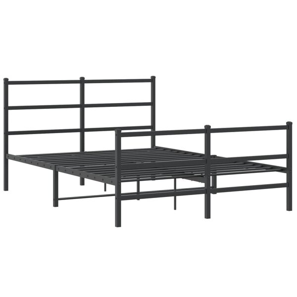 vidaXL Cadre de lit métal avec tête de lit/pied de lit noir 140x200 cm