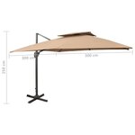 vidaXL Parasol déporté avec double toit 300x300 cm taupe