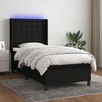 vidaXL Sommier à lattes de lit matelas et LED Noir 80x200cm Tissu