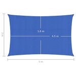 vidaXL Voile d'ombrage 160 g/m² Bleu 2x5 m PEHD