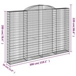vidaXL Paniers à gabions arqués 2 Pièces 300x30x200/220 cm fer galvanisé