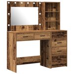 vidaXL Ensemble de table de maquillage à 2 pièces avec LED en bois ancien