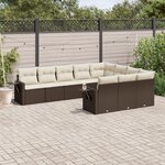 vidaXL Salon de jardin 10 Pièces avec coussins marron résine tressée