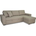 Canapé d'angle convertible réversible 4 places - Tissu beige - 244 x 151 x 90 - HAMILTON