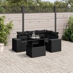 vidaXL Salon de jardin 5 Pièces avec coussins noir résine tressée