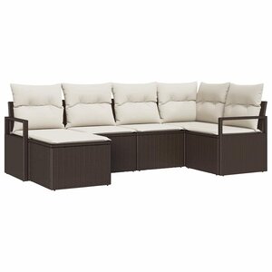 vidaXL Ensemble de Canapés 6 Pièces Marron polyrotin