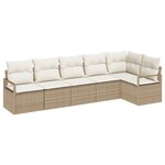 Canapé jardin 6 pièces avec coussins Beige Poly Rattan