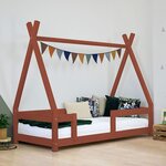 Lit cabane enfant NAKANA 90 x 200 rouge brique