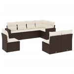 vidaXL Salon de jardin 8 Pièces avec coussins marron résine tressée