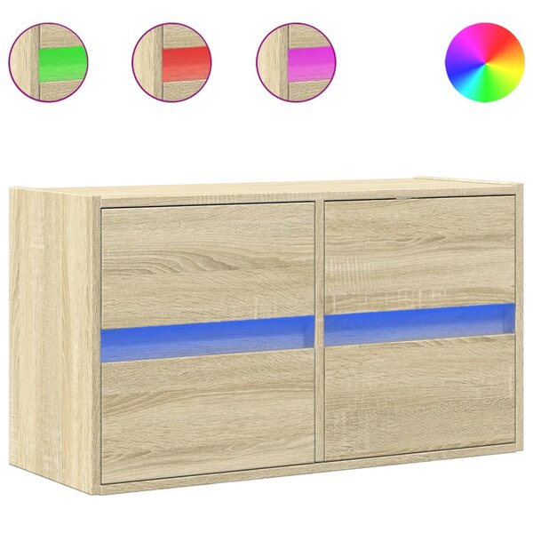 vidaXL Meuble TV mural avec lumières LED chêne sonoma 80x31x45 cm