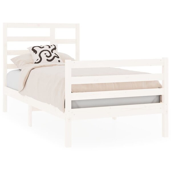 vidaXL Cadre de lit Blanc Bois massif 90x190 cm Simple