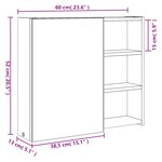 vidaXL Armoire de salle de bain à miroir avec LED gris 60x13x52 cm