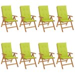 vidaXL Chaises de jardin inclinables et coussins lot de 8 teck solide