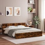 vidaXL Cadre de lit avec tête de lit chêne fumé 180x200 cm