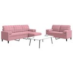 vidaXL Ensemble de canapés 3Pièces et coussins et traversins rose velours