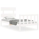 vidaXL Cadre de lit avec tête de lit blanc simple bois massif