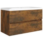 vidaXL Armoire de lavabo Chêne fumé 80x38 5x45 cm Bois d'ingénierie
