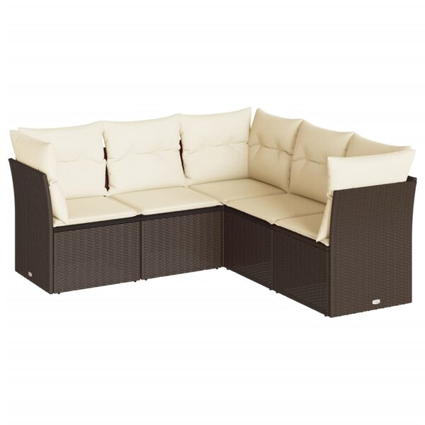 vidaXL Salon de jardin avec coussins 5 Pièces marron résine tressée