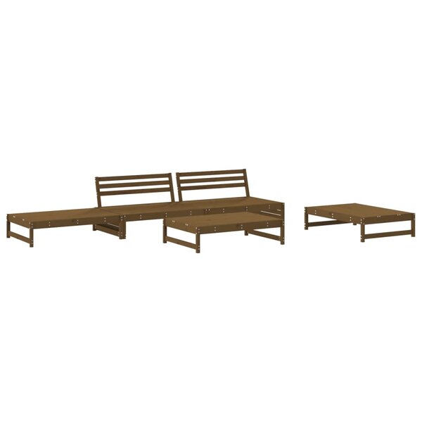 vidaXL Salon de jardin 5 Pièces marron miel bois de pin massif