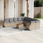 vidaXL Salon de jardin 11 Pièces avec coussins beige résine tressée