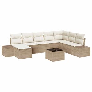 vidaXL Ensemble de canapé de jardin avec coussin 9 Pièces beige et crème