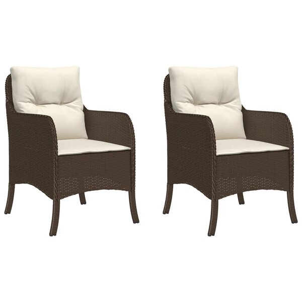 vidaXL Chaises de jardin avec coussins lot de 2 marron résine tressée