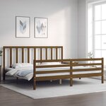 vidaXL Cadre de lit avec tête de lit marron miel 200x200cm bois massif