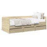 vidaXL Lit de jour avec tiroirs sans matelas chêne sonoma 90x190 cm