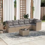vidaXL Salon de jardin avec coussins 7 Pièces beige résine tressée