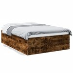 vidaXL Cadre de lit chêne fumé 140x200 cm bois d'ingénierie