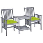 vidaXL Chaises de jardin avec table à thé et coussins Acacia solide