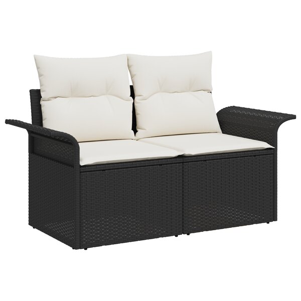Ensemble de 5 pièces de Canapés de Jardin avec Coussins Noir Rotin Synthétique