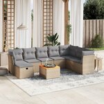 vidaXL Salon de jardin avec coussins 9Pièces mélange beige résine tressée