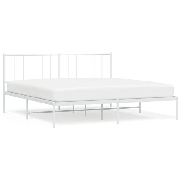 vidaXL Cadre de lit métal avec tête de lit blanc 180x200 cm