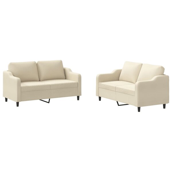 vidaXL Ensemble de canapés 2 Pièces avec coussins Crème Tissu