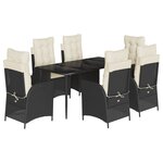 vidaXL Ensemble à manger de jardin coussins 7Pièces Noir Résine tressée