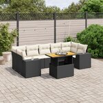 vidaXL Salon de jardin 8 Pièces avec coussins noir résine tressée