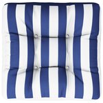 vidaXL Coussin de palette rayures bleues et blanches 60x60x12 cm tissu